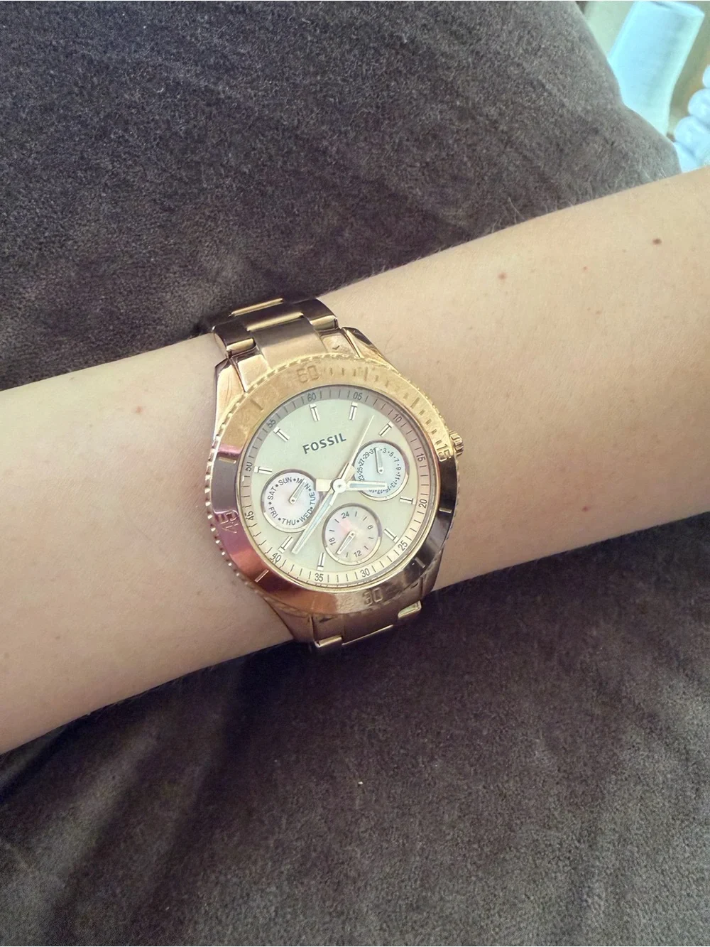 Fossil Gold Tone Watch with White Dial